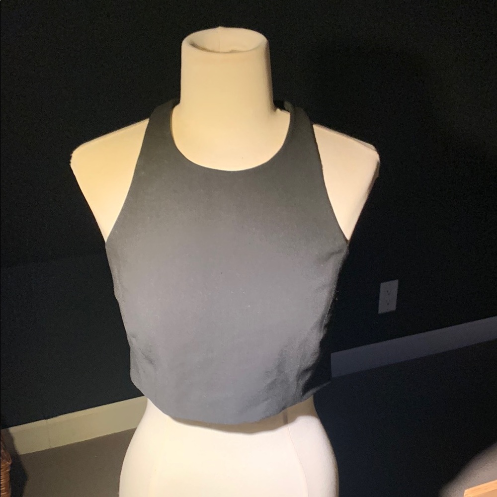 Elizabeth and James Charcoal Sleeveless Crop Top